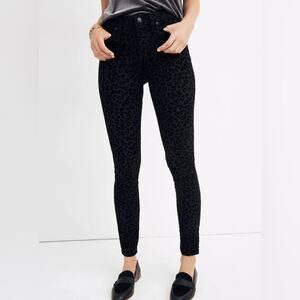 Madewell 9" Mid-Rise Skinny Jeans Flocked Leopard Edition Black Women’s Size 26